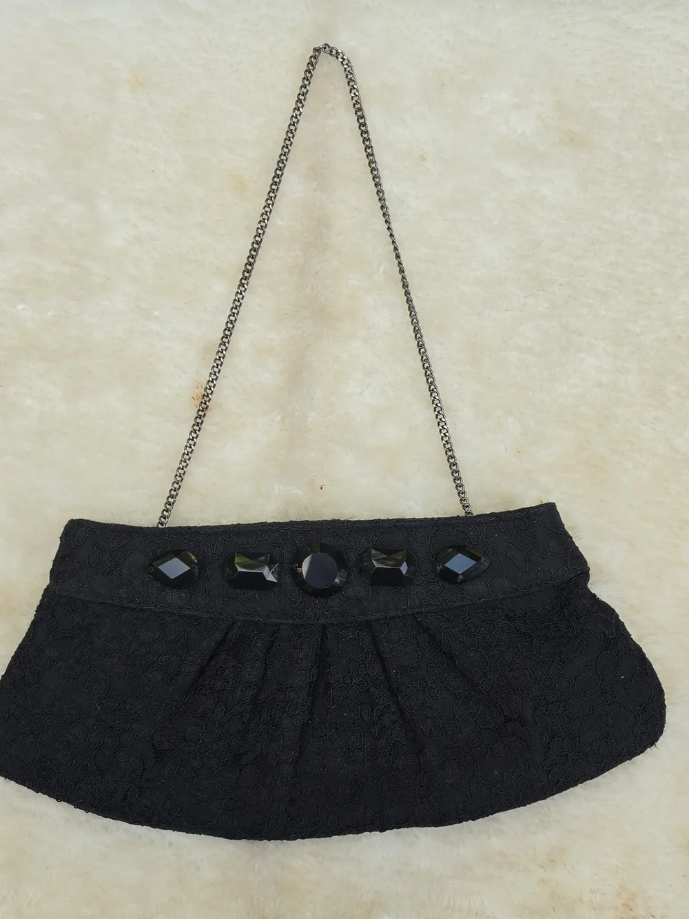 White House Black Market Lace Embellished Evening Clutch Chain Shoulder Bag